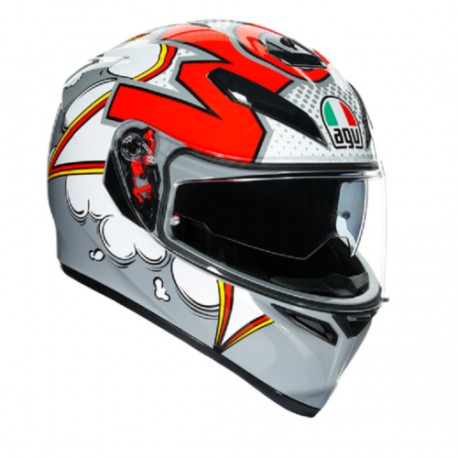 AGV K-3 Sv Bubble Plk Gris Blanco Rojo